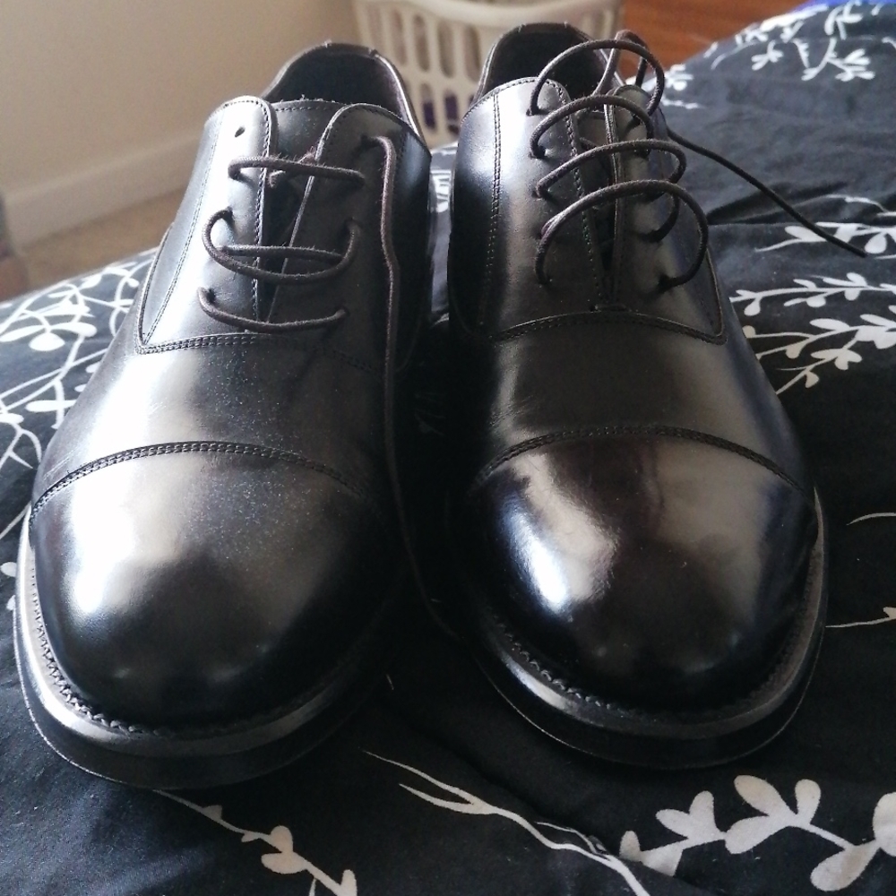 Dark brown Italian shoes.